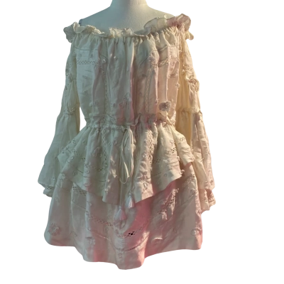 AJE Women's  Size 12 Mini Dress / Off The Shoulder Dress Off White 