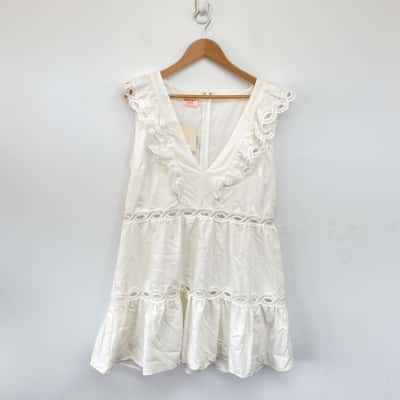 Showpo White Linen Look I Want It Dress Size 20