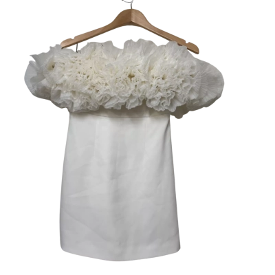 Sonya Moda Sorrento Mini Dress Size 8 3D Floral Neckline Strapless Dress