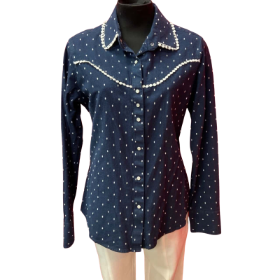  Womens  "Pure Western" Size 12 Blue / White Western Shirt in Cotton