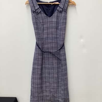 Preview Womens  Size 8 Work Dress Blue / Pinstriped / White with belt 