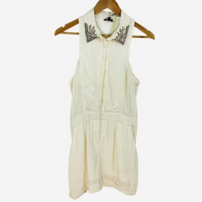 Bardōt - Ivory Gem Collared Romper (Size 10) 