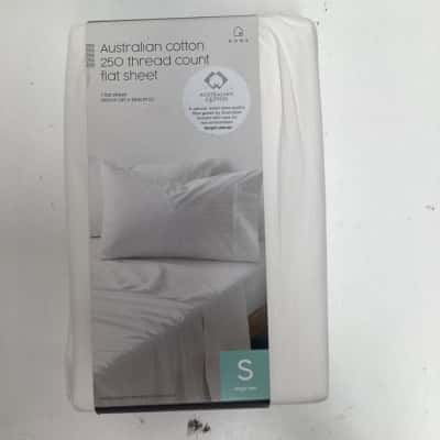 NEW - HOME Australian cotton  250 thread count flat sheet single bed