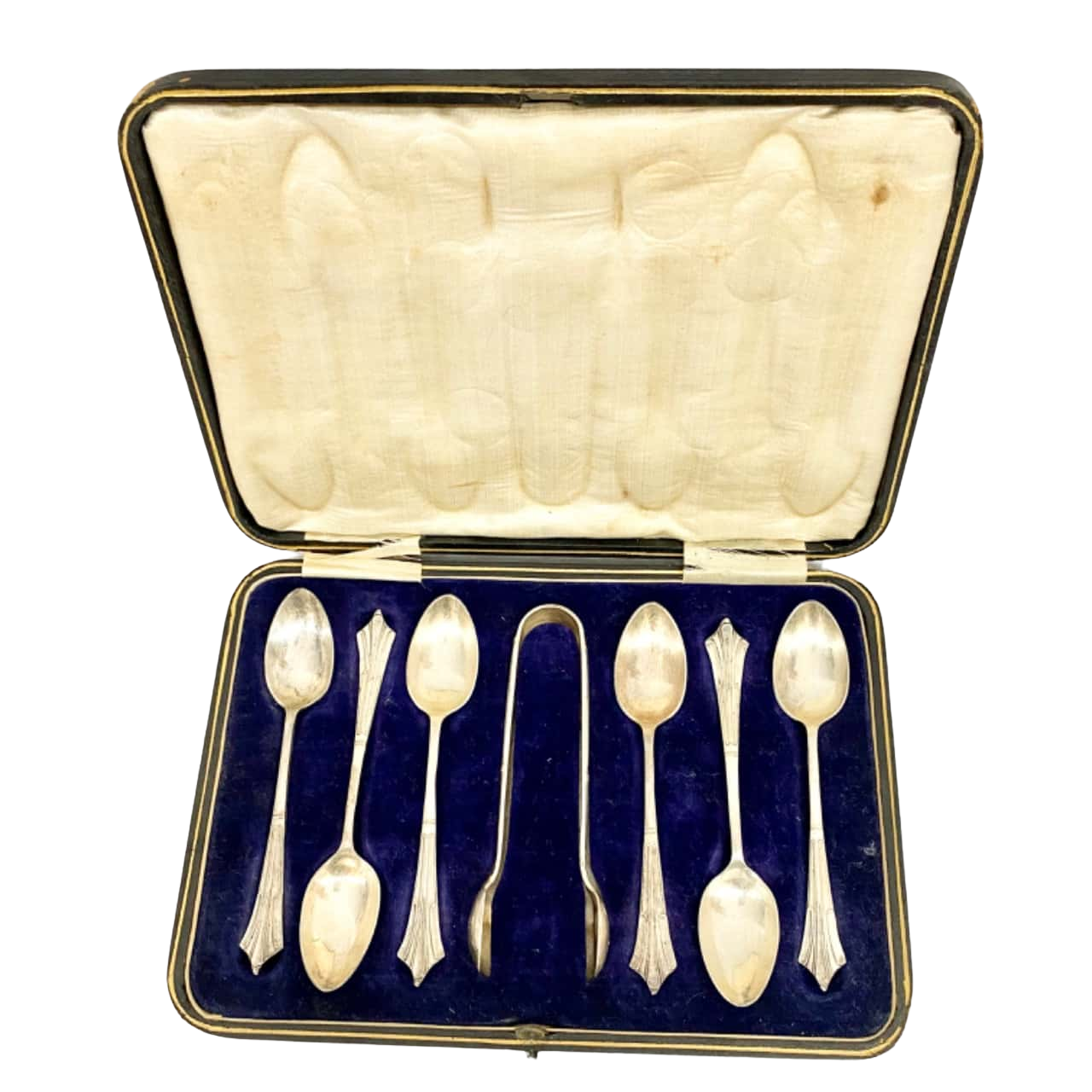 Vintage 6 Teaspoons & Sugar Cube Tongs in Original Box (s)
