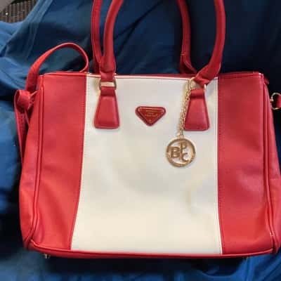  Womens Red / White hand bag