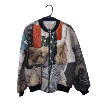 Devon Women's Size 8 Multicoloured & Textured Bomber Jacket 
