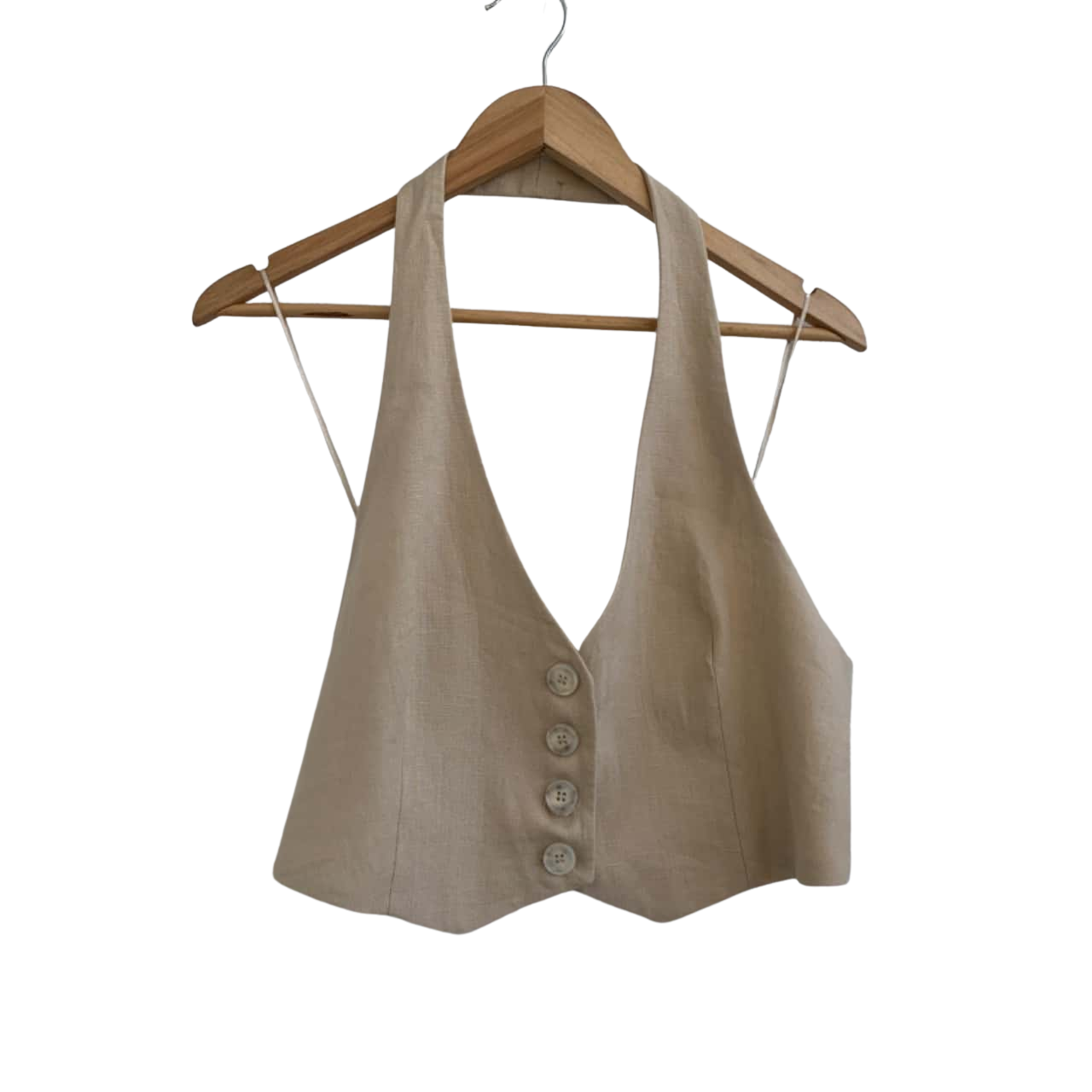 Zara Large Linen Sleeveless Cream Top(s)