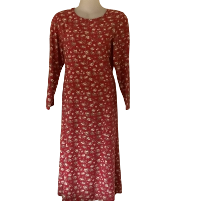 Vintage**90s  Red Floral Print Midi Dress.  Size 14-16??