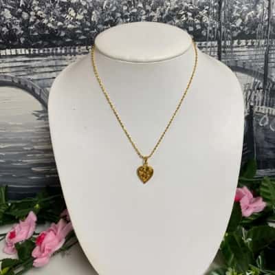 Gold plated stamped XP heart pendant necklace New