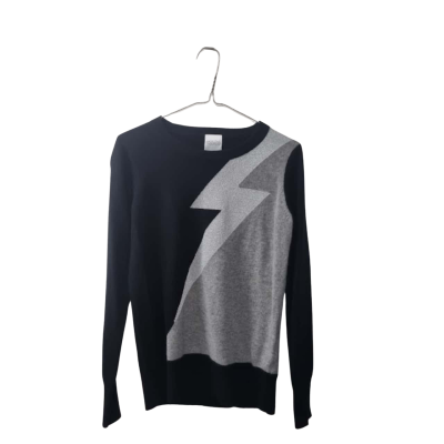 Madeleine Thompson Women's Size S Crew Neck Jumper Black  / Grey / Silver 