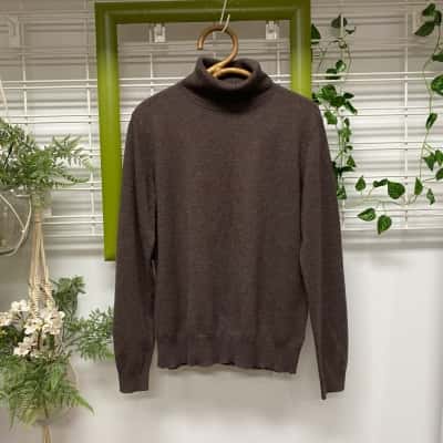 Bridge & Lord Merino Cashmere Womens  Size L Turtleneck Jumper Brown 