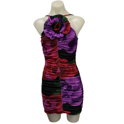  Womens  Size S Mini Ruched Dress Floral 
