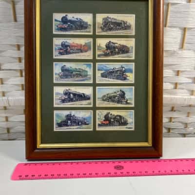 Railway Locomotives Cigarette Cards by WD and HO Wills Set In frame