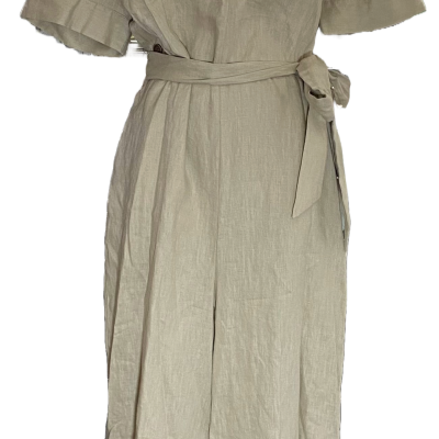 Jacqui-E Linen Belted Wide Leg Jumpsuit — Size 14