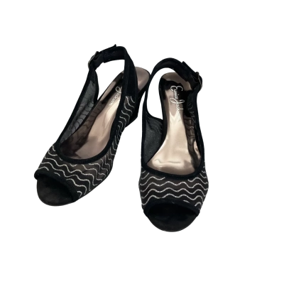 Womens Eunice Jackson Size 38 slingback heels black and silver wavy  