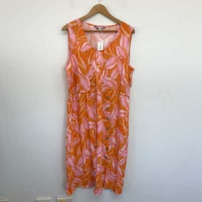 Rockmans Peach Side Button Midi Dress  Size 18