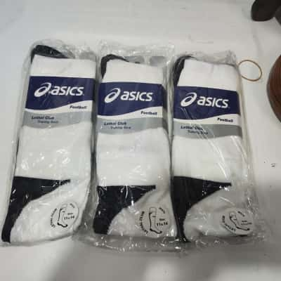 3x Asics Size 11 Black White Socks 