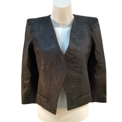 Indiana by Freda Womens Size 10 Leather Blazer Black BNWT