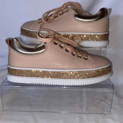  LAV-ISH CRYSTAL SNEAKERS in Beige  Size 36 