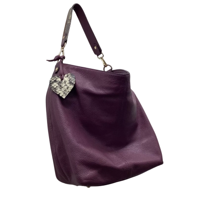 Gianni Notaro C.J Italian Leather Plum Python Handbag