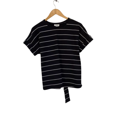 Seed Heritage Womens  Size S Short Sleeve Top Black  / Striped / White 