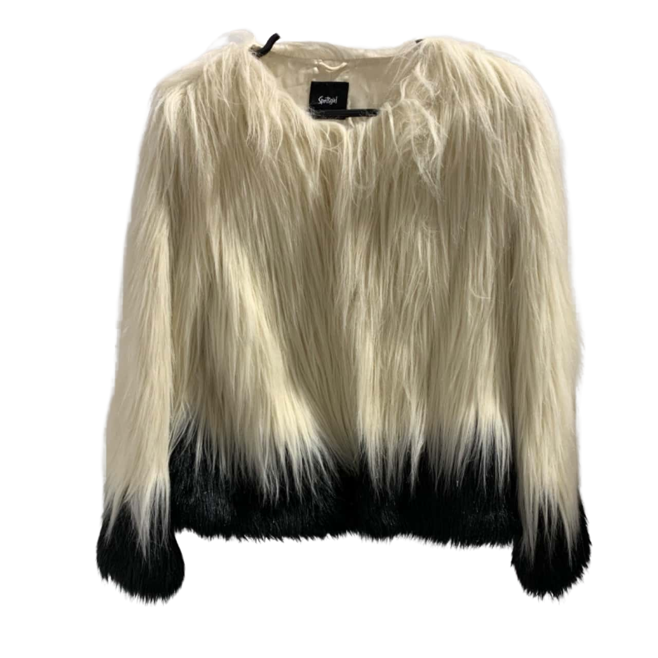 Sportsgirl . Womens Faux Fur ( White with black edging to hem and cuffs