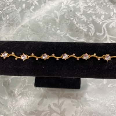  Womens Tennis Bracelet Gold-toned 