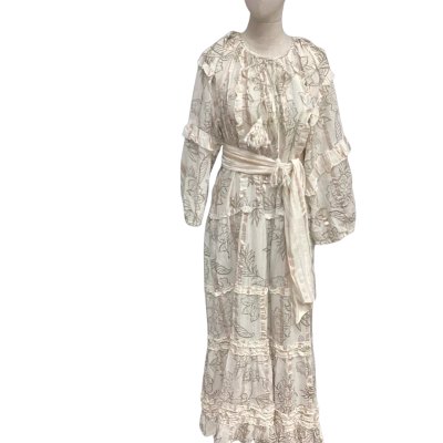 Miss June Paris  Size M Long Sleeve Maxi Dress Cream / Natural 