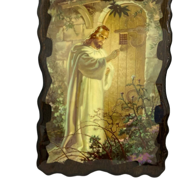 Christ at Hearts Door by Artist Warner Sallmen on a Wooden board 