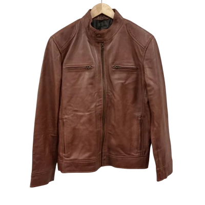 Real Leather Mens Size S Leather Jacket Brown