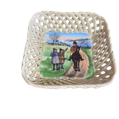 Vintage hand painted lattice trinket dish 