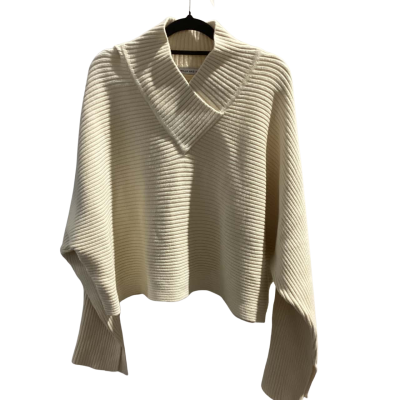 C&M Camilla and Marc Womens  Size XL Cotton Cashmere V-Neck Cropped Jumper Cream RRP $400