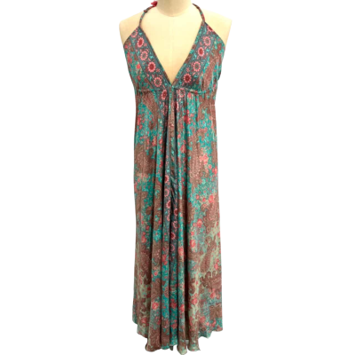vintage silk Womens  Size One Size Casual Dress / Floral Dress / Midi Dress / Off The Shoulder Dress Multicoloured 