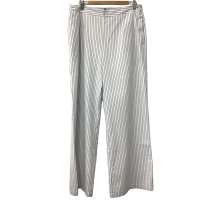 BRAND NEW AERE Striped Wide Leg Pants Size 14 Blue & White Cotton
