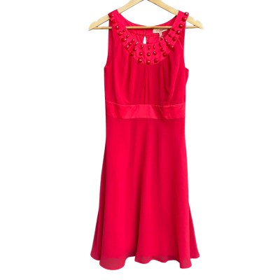 Diana Ferrari Womens Size 8 Montago Sleeveless Beaded Dress  Red 