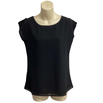Atmos&Here Womens  Size 8 Black  Bianca Tab Woven Tee BNWT