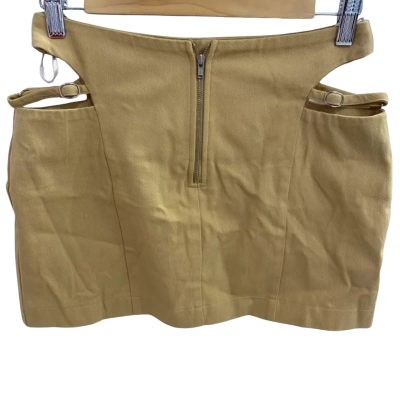 First MSE Womens Size XS Front-Zip Mini Skirt With Adjustable Side Detail Sand