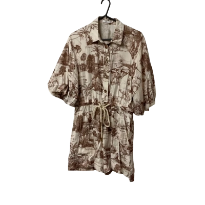 Womens Sheike Size 14 Oasis Playsuit Brown / Cream 
