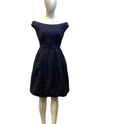 Carla Zampatti Womens  Size 6 Off Shoulder Mini Dress Navy