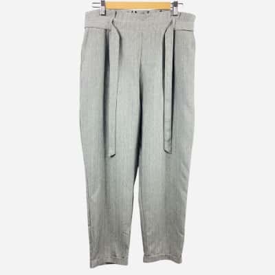 Dotti - Grey Wide Leg Pants w Tie Belt (Size 16)