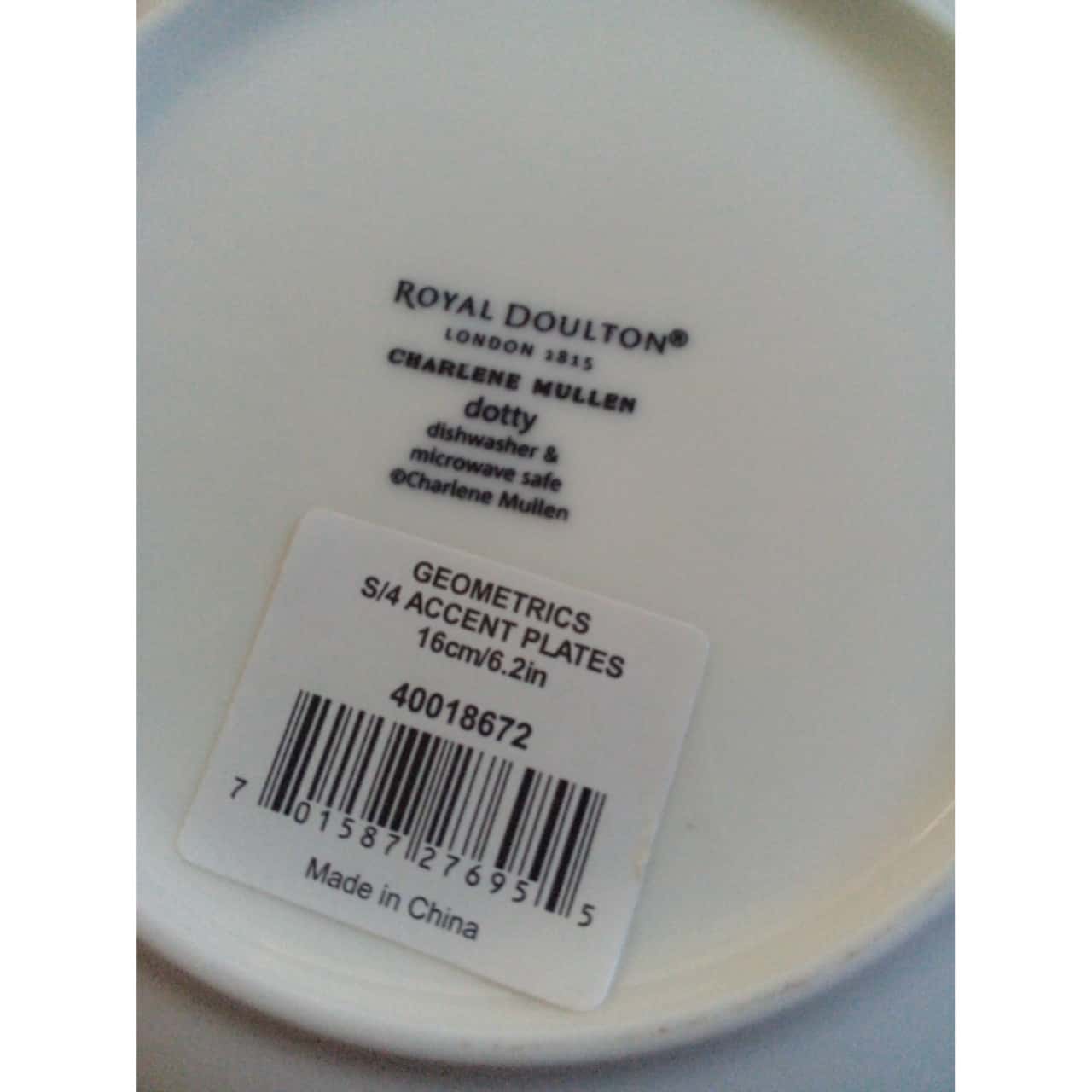 Royal Doulton Charlene Mullen Set 4 Plates - 16cm - Geometrics(s)