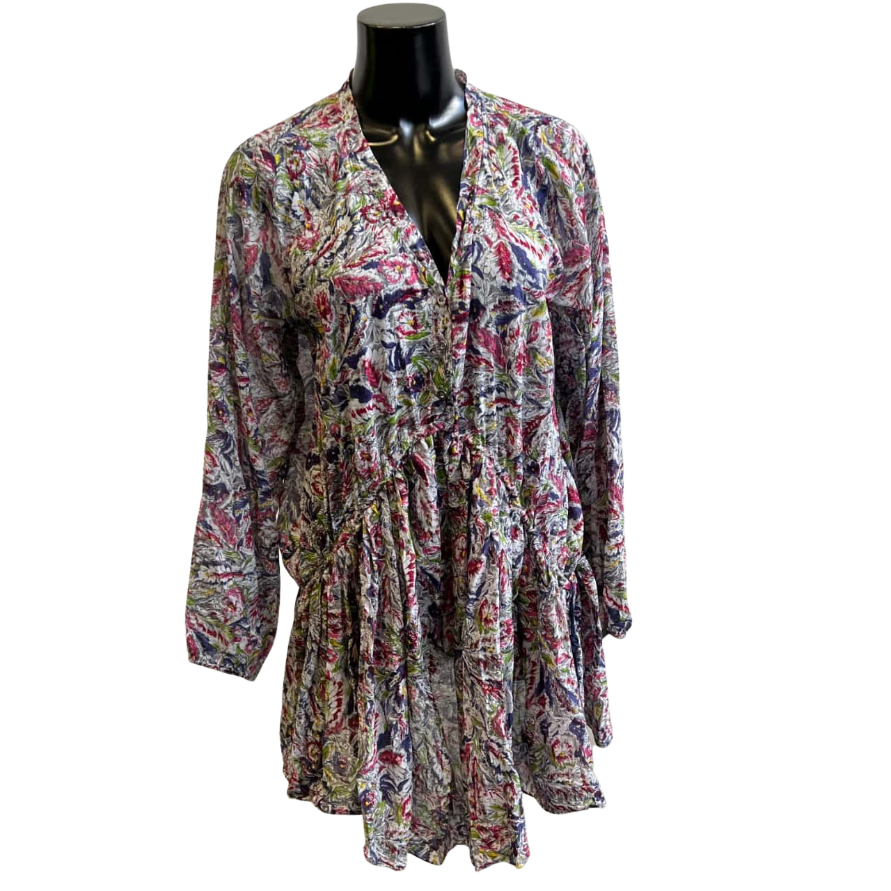Zimmermann Womens Size 14 Floral Long Sleeve Mini Dress Multicoloured (s)