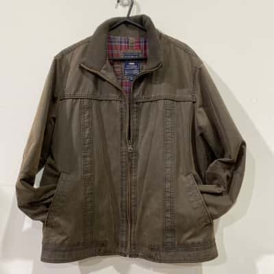 Gazman Mens Oil Skin Look Jacket Size XL Front Zip Brown 