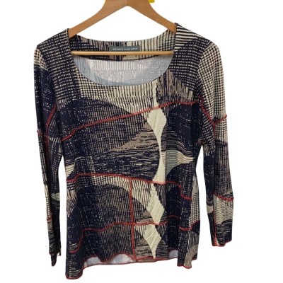 Upstream By Megan Salmon Womens  Size 12 Long Sleeve Shirt Grey / Pattern 