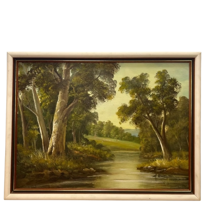 Original Landscape Oil Painting Signed In Timber Frame