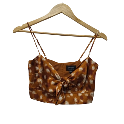 Bardot Womens  Size 8 Shoestring Strap Top Brown / Pattern / White 