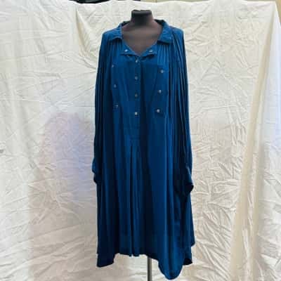 Etoile ISABEL MARANT 100% Silk Long Sleeve Dress Blue 