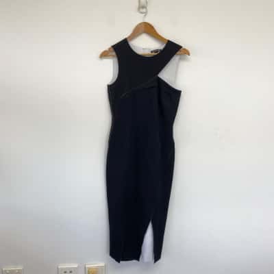 Country Road Black Sleeveless Bodycon Side Split Midi Dress  Size S 