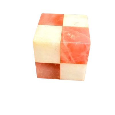 Pink & White Onyx Marble Checkerboard Cube 