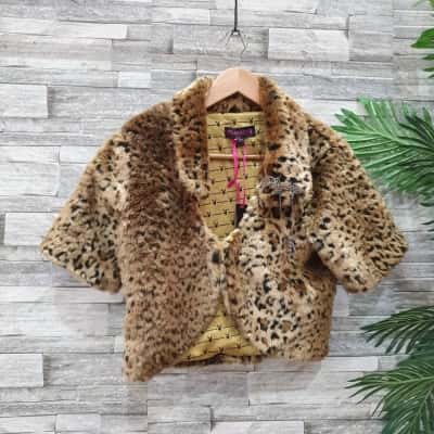 pink rabbit  Womens  Size L Cropped Jacket Animal print / Black  / Brown 